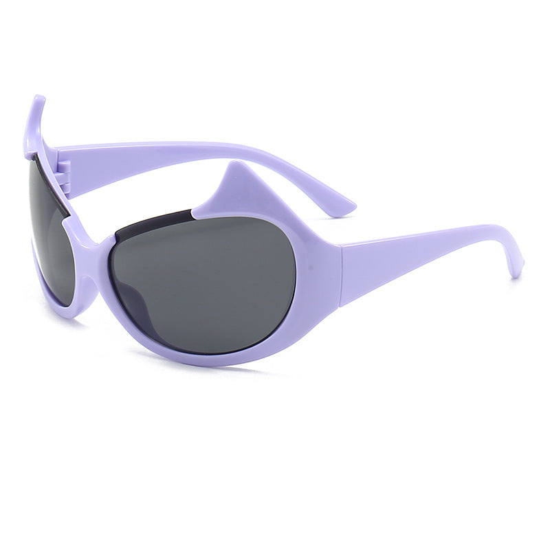 Damen extravagante modische Sonnenbrille mit markanten geschwungenen Rahmen Karnz