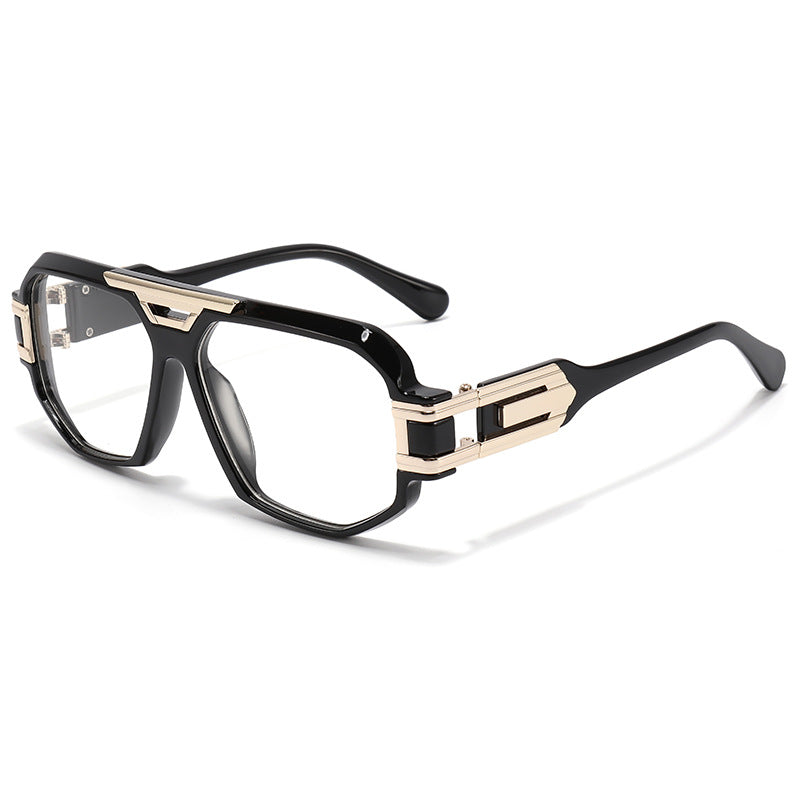 Statement Quadratrahmen Sonnenbrille mit dekorativen goldenen Akzenten Karnz