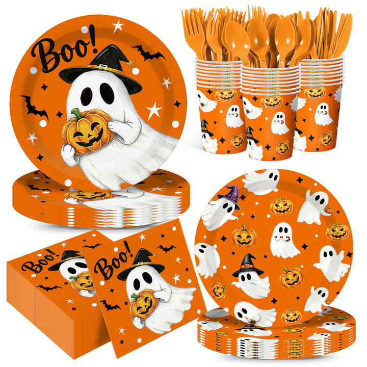 Einweg-Party-Tischdecke mit Halloween-Motiv und Servietten-Set