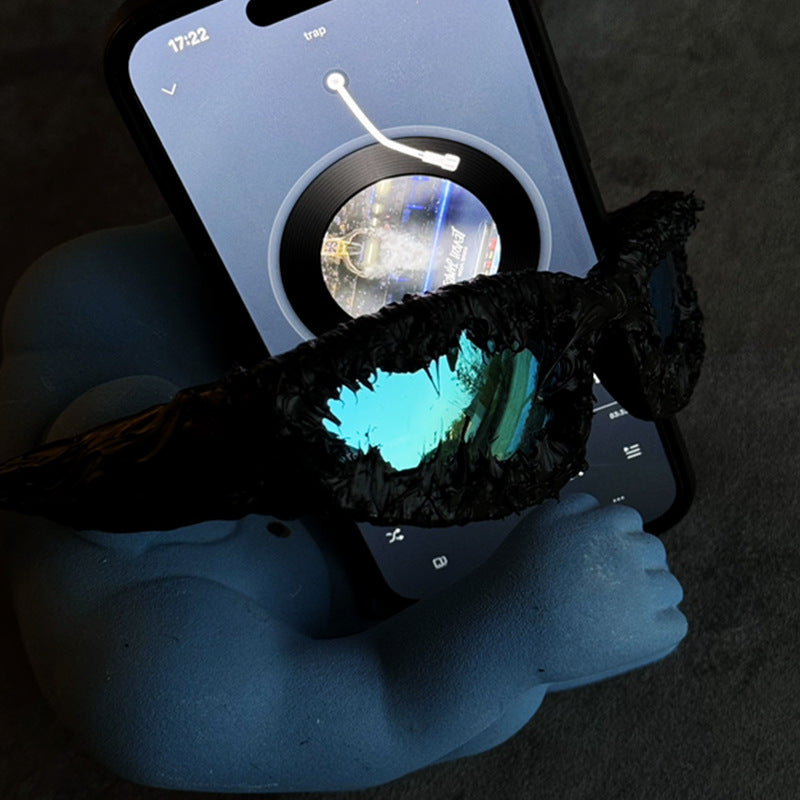 Damen futuristische Sonnenbrille mit strukturiertem Rahmen Karnz