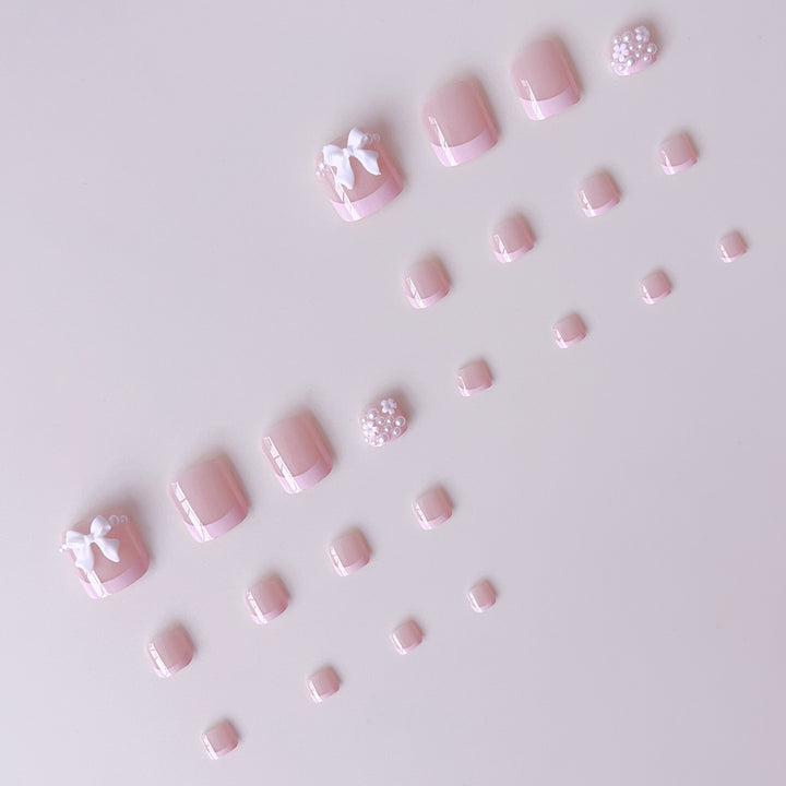 Fußnagelkunstset mit niedlichen 3D-Schleifen- und Perlverzierungen Karnz