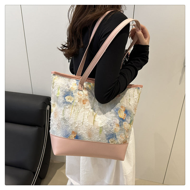 Künstlerische floral gestickte Tote-Bag Karnz