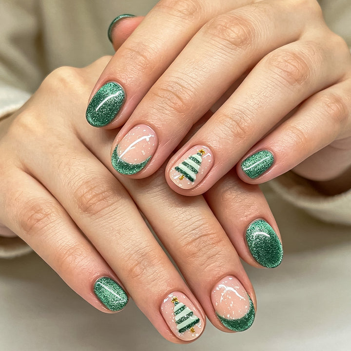 Festliche Glitzernde Press-On Nagelkunst Set Karnz