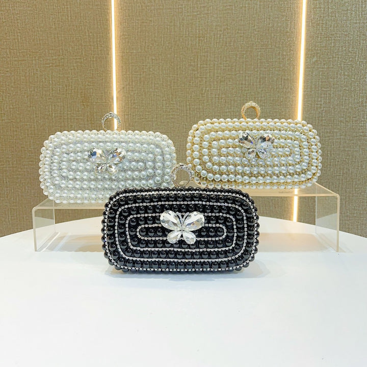 Perlenbesetzte Schmetterlings-Abend-Clutch