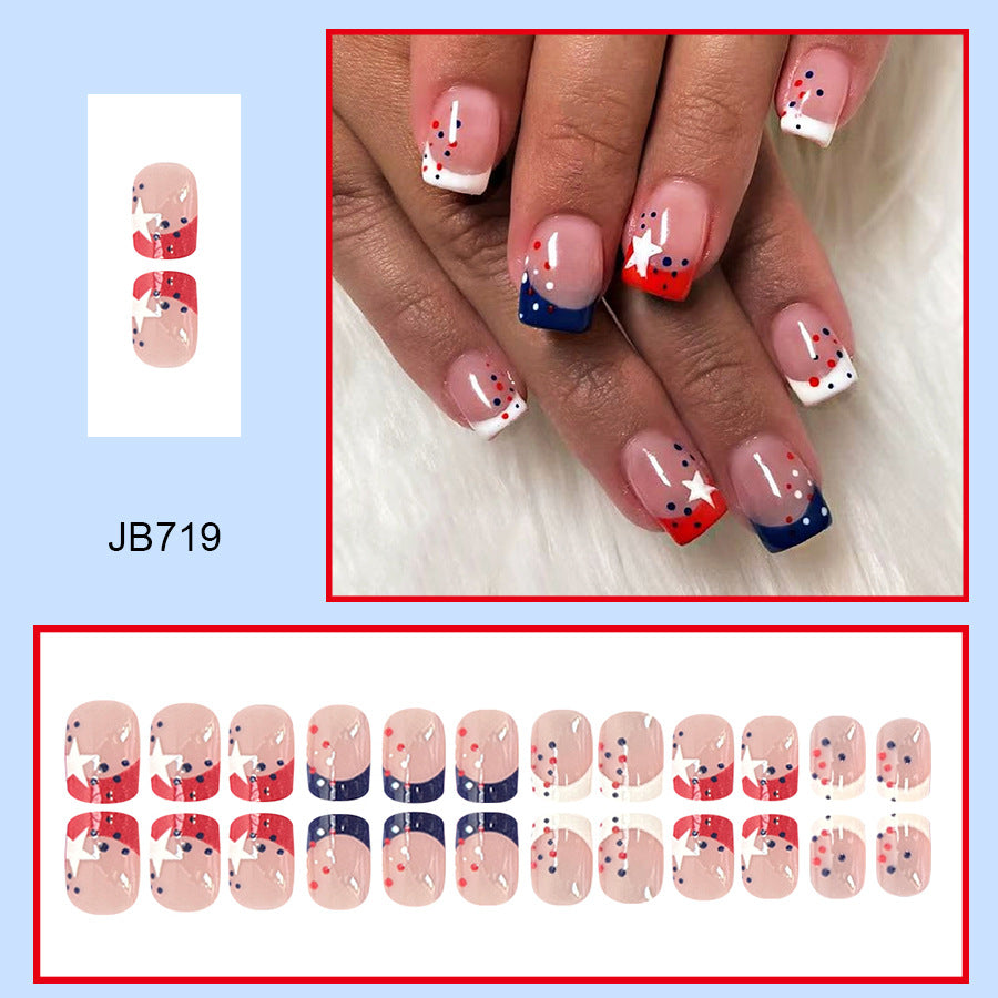 Dekoratives Press-On Nagelkunstset mit Stern- und Streifendesigns Karnz