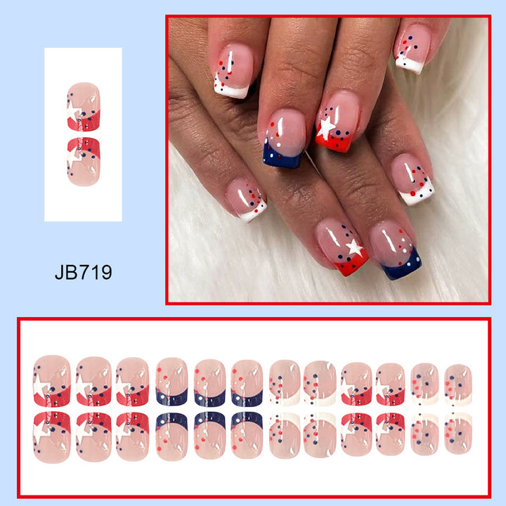 Dekoratives Press-On Nagelkunstset mit Stern- und Streifendesigns Karnz