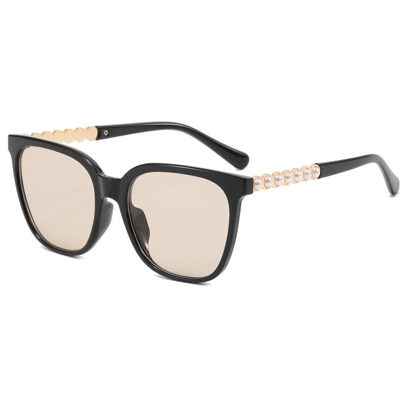 Damen Oversize-Sonnenbrille mit eleganter Perlenschmuck-Verzierung Karnz