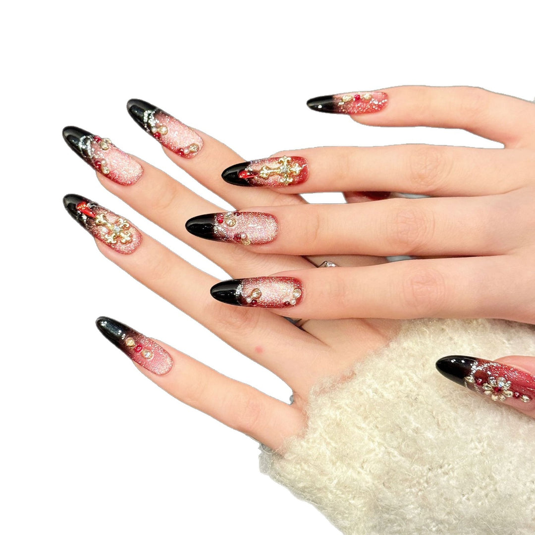 Glamourös Künstlerisches Press-On Nageldesign Set
