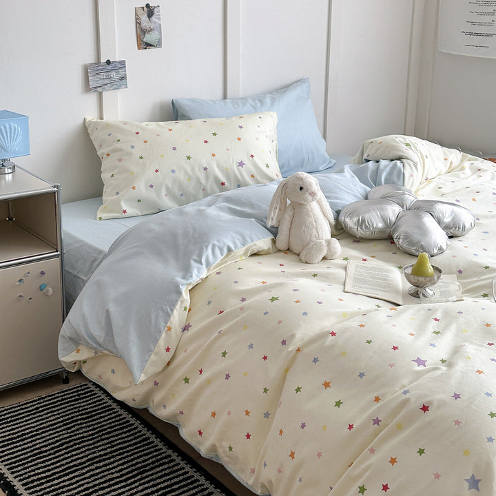 Bedruckte Baumwoll-Bettwäsche und Kissenbezug Set mit Mini-Hase Motiv
