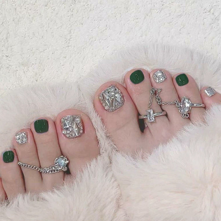 Premium Dekorativer Pediküre Press-On-Nagelset Karnz