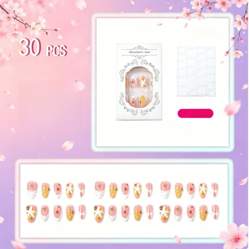 Künstlerisches Press-On-Nagelset mit einzigartigen Sommerdesigns Karnz