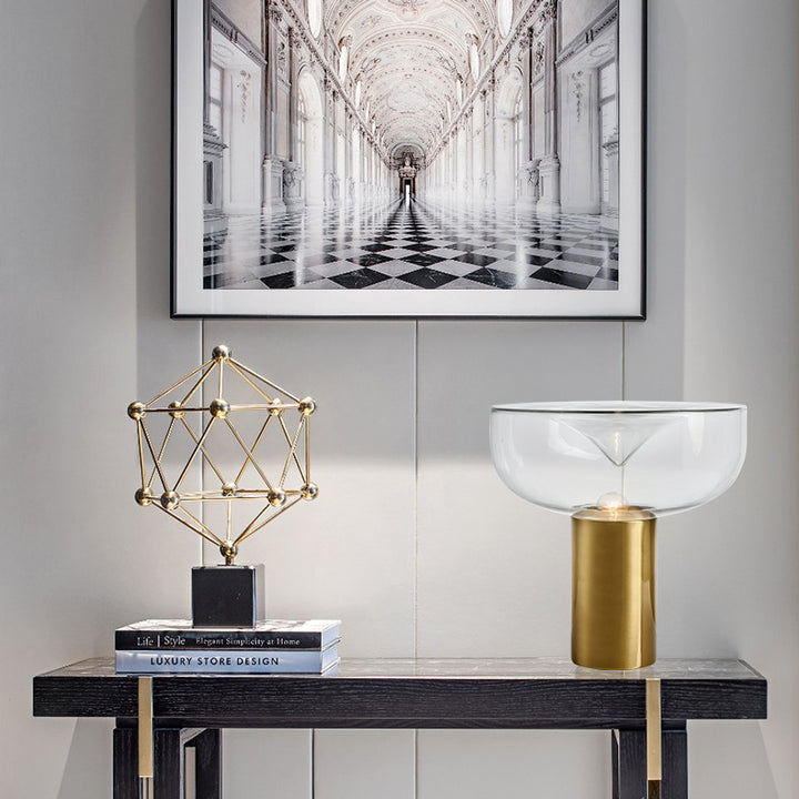 Moderne Glas Akzent Tischlampe mit goldener Basis