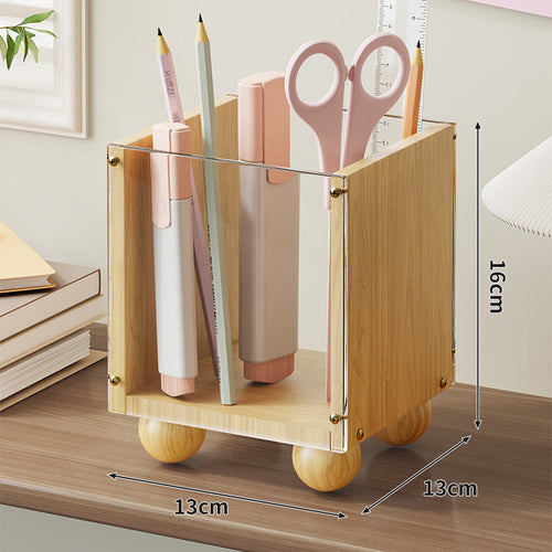 Holzmaserung Acryl Stift- und Schreibwarenhalter mit abgerundeten Ballfüßen