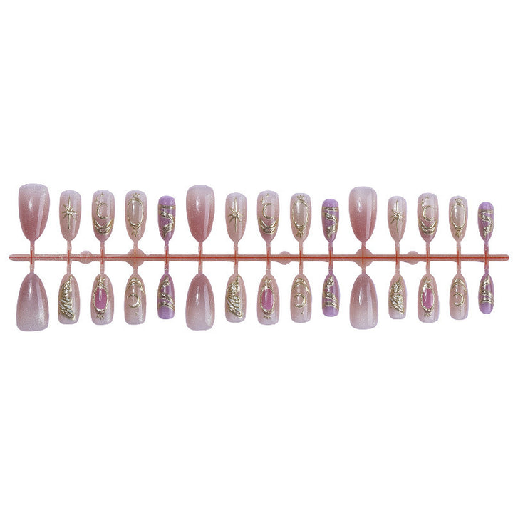 Kunstnagelset mit eleganten Glitzer- und Blumenapplikationen Karnz