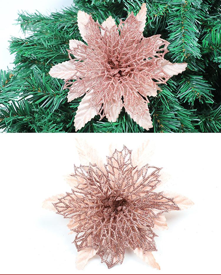 Glitzerndes Feiertags-Blumenakzent-Ornament Karnz