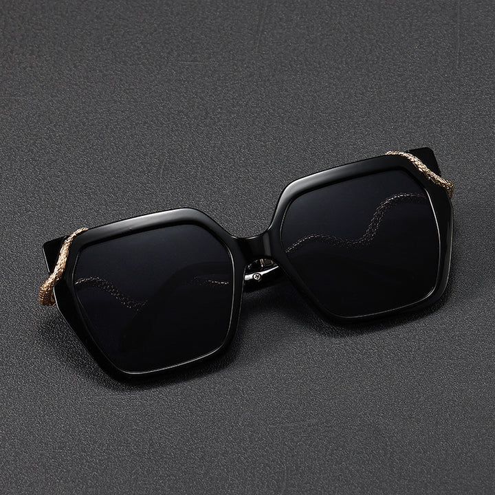 Luxuriöse Übergroße Sechseckige Sonnenbrille