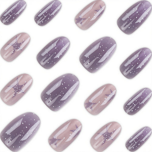 Künstlerisches Ombre Glitzer Press-On Nagelset Karnz