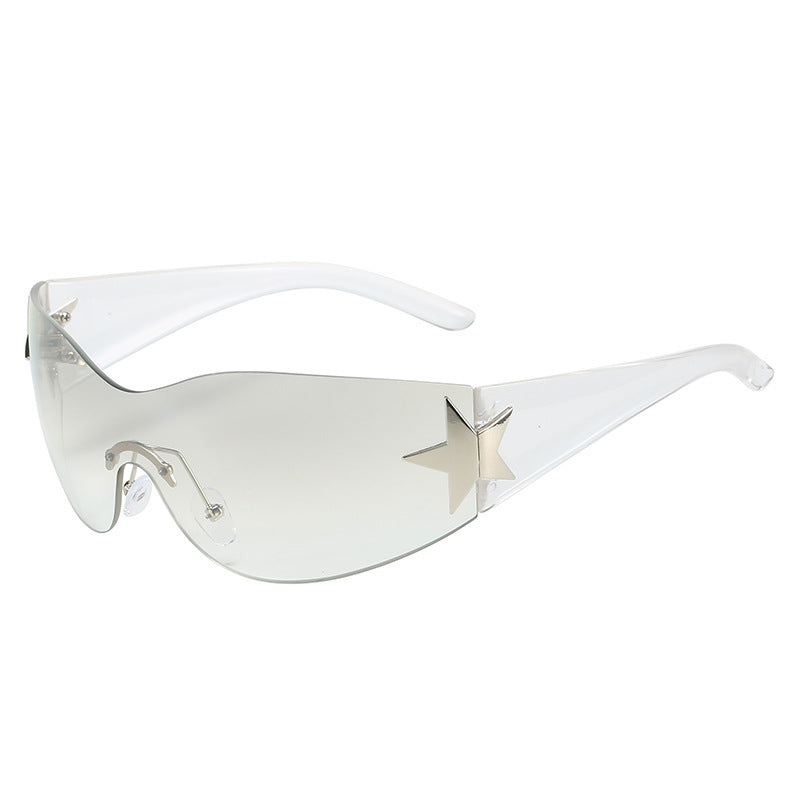 Modebewusste Shield-Sonnenbrille mit Sternakzent Karnz