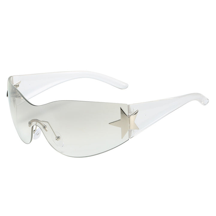 Modebewusste Shield-Sonnenbrille mit Sternakzent Karnz