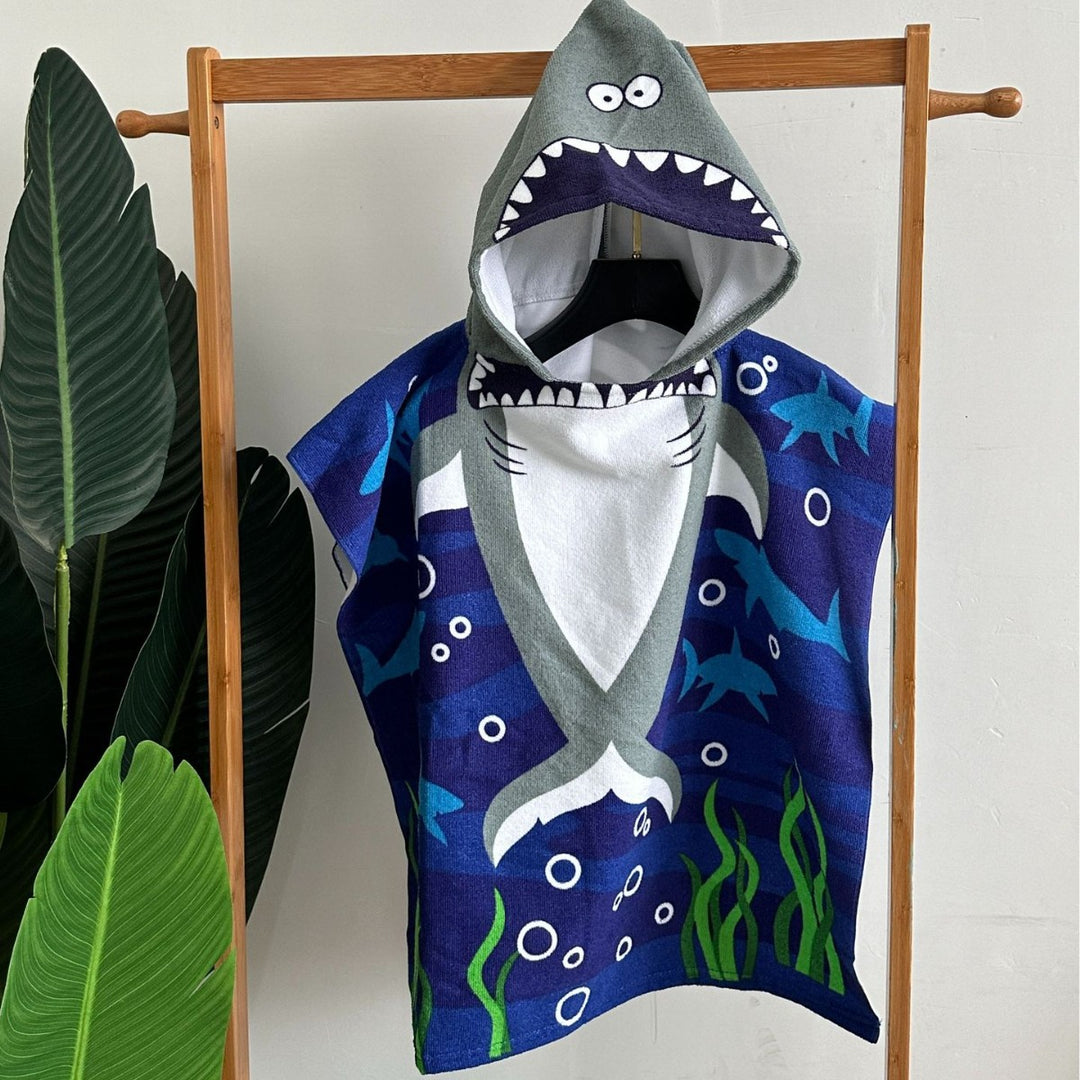 Kinder Haifisch-Design Kapuzenhandtuch Poncho Karnz