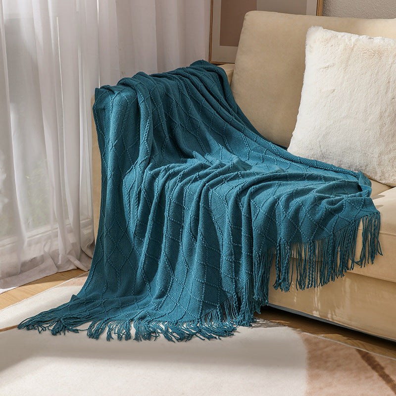 Gemütliche Strickwurfdecke