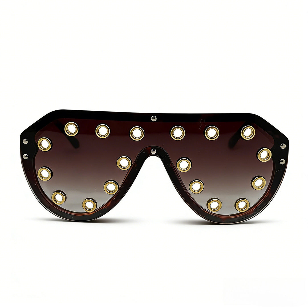 Damen Statement-Sonnenbrille im futuristischen Design mit dekorativen Elementen Karnz