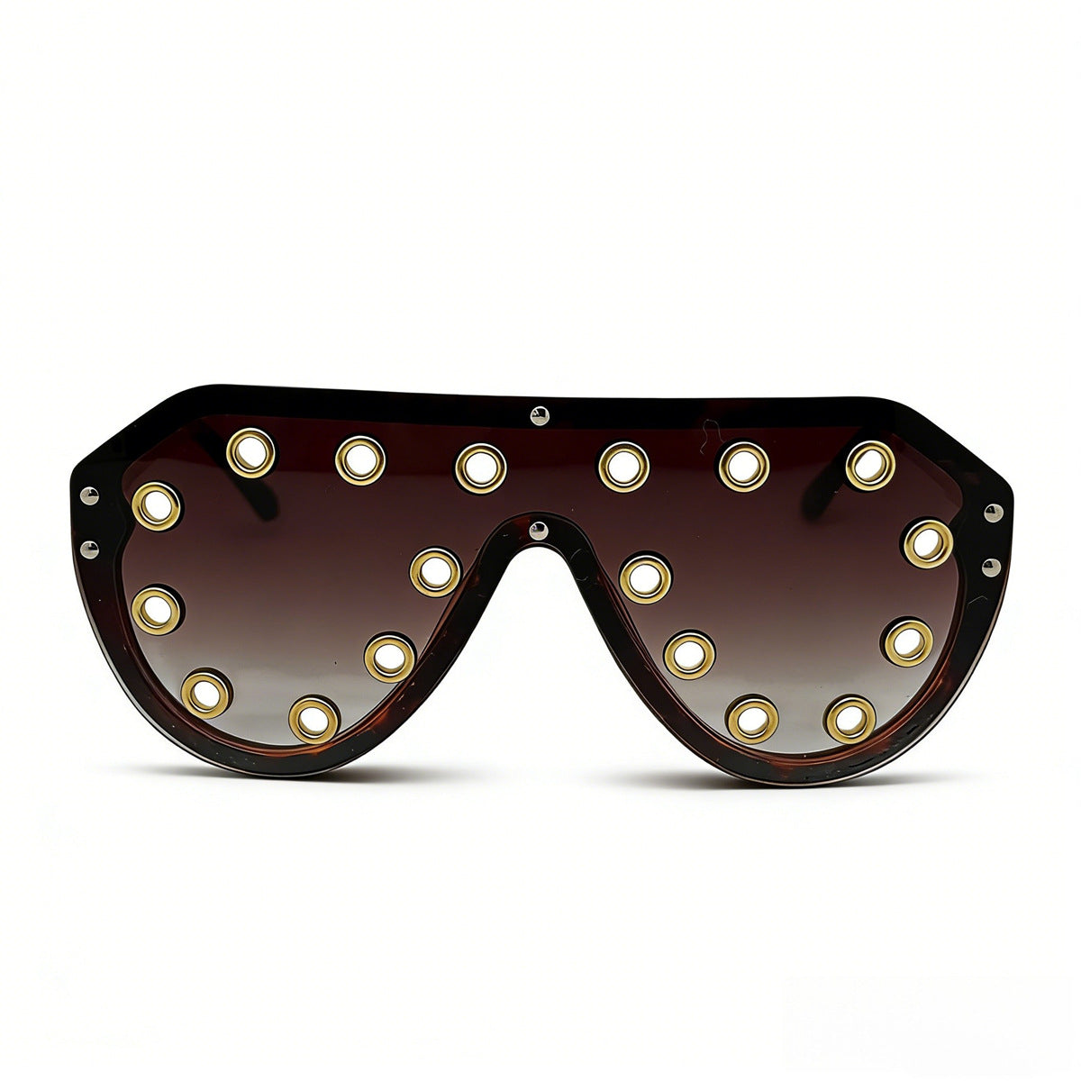 Damen Statement-Sonnenbrille im futuristischen Design mit dekorativen Elementen Karnz