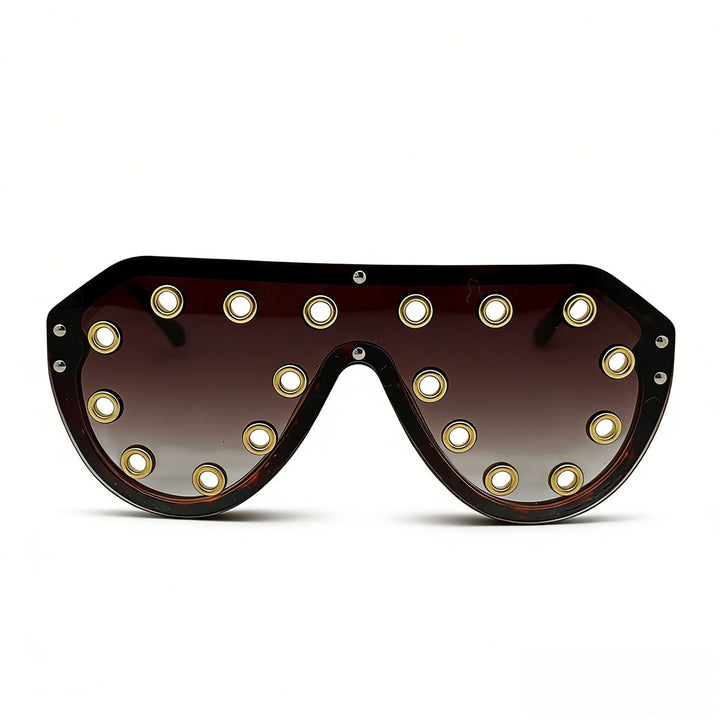 Damen Statement-Sonnenbrille im futuristischen Design mit dekorativen Elementen Karnz