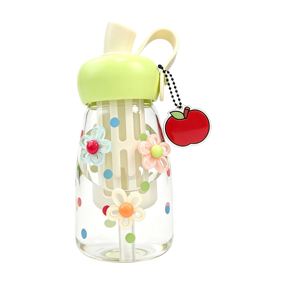 Damen Trinkflasche mit integriertem Fruchtfilter und praktischem Tragegriff Karnz