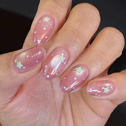 Dekorativer Stern-Design Press-On Nagelset Karnz
