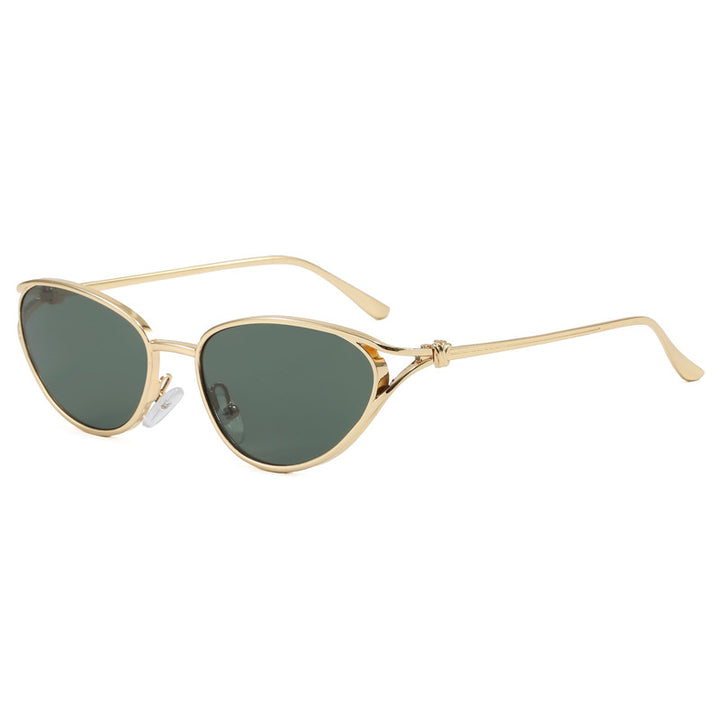 Trendige Cat-Eye Sonnenbrille mit Metallic Rahmen Karnz