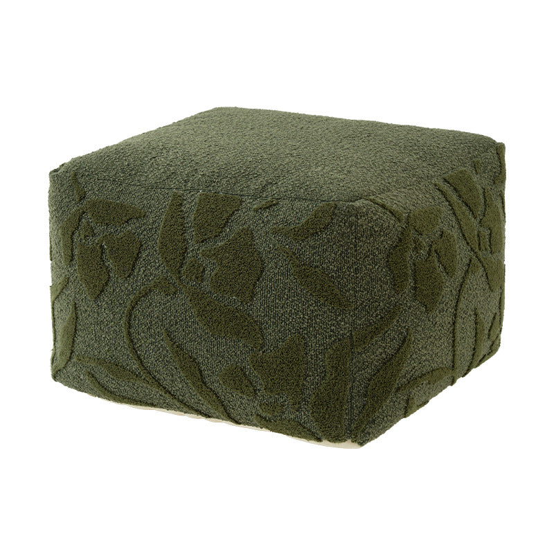 quadratischer Pouf mit Bouclé-Bezug und strukturiertem Jacquardmuster Karnz