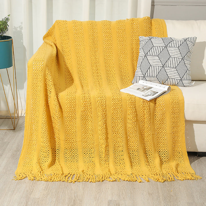 Dekorative Fransen Strickwurfdecke