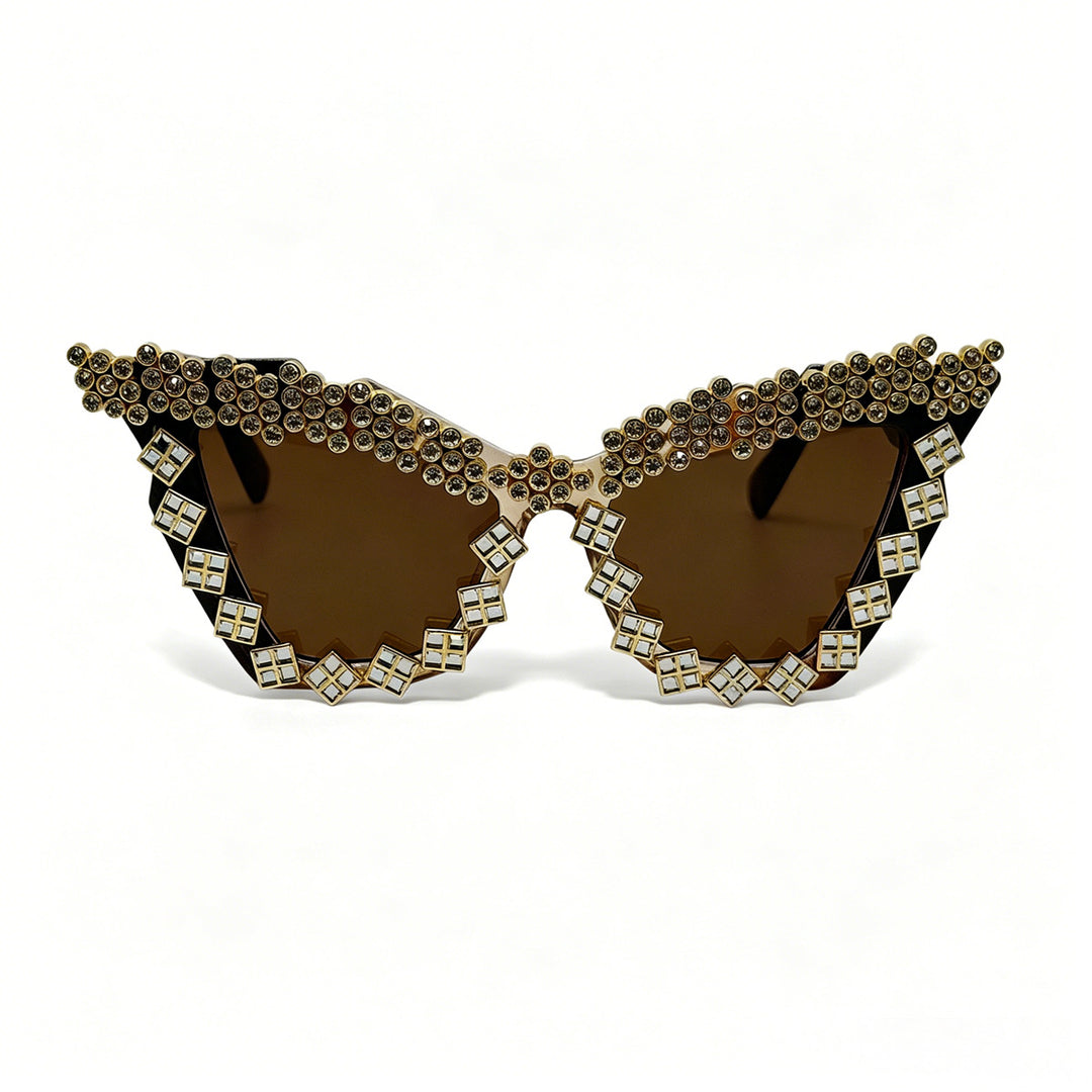 Damen Designer-Sonnenbrille mit glamourösem kristallverziertem Rahmen Karnz