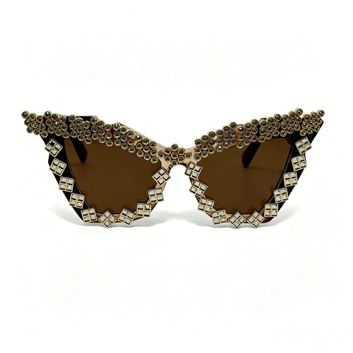 Damen Designer-Sonnenbrille mit glamourösem kristallverziertem Rahmen Karnz
