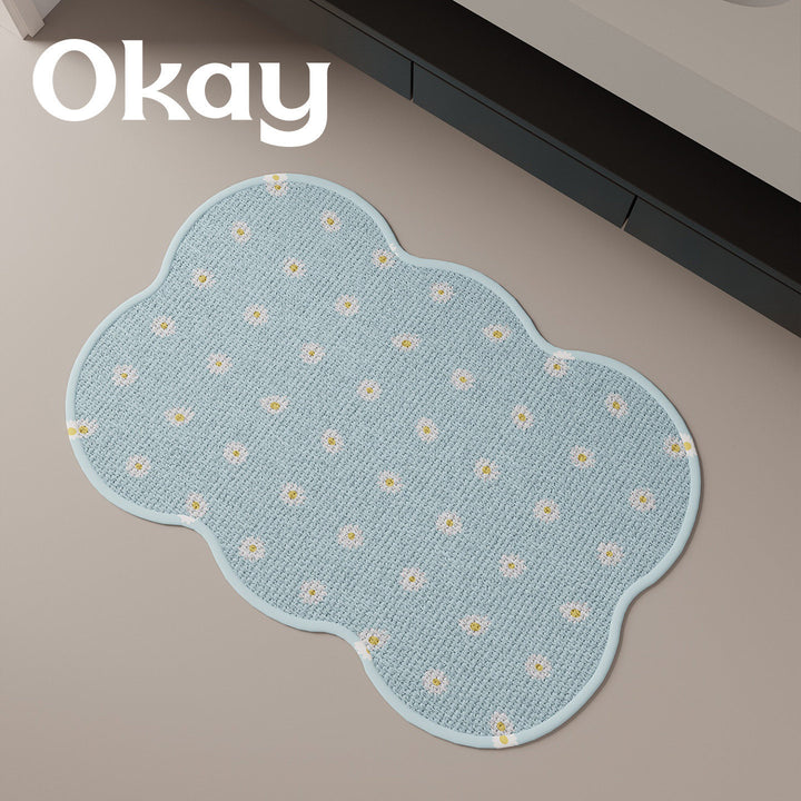 Cloud-Shaped Low-Pile Decorative Absorbent Bath and Entry Rug with Raised Floral Tuft Dots