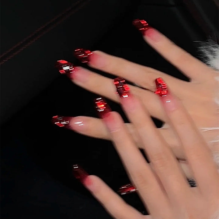 Glamouröse Lange Press-On Nagelspitzen mit Glitzerakzenten