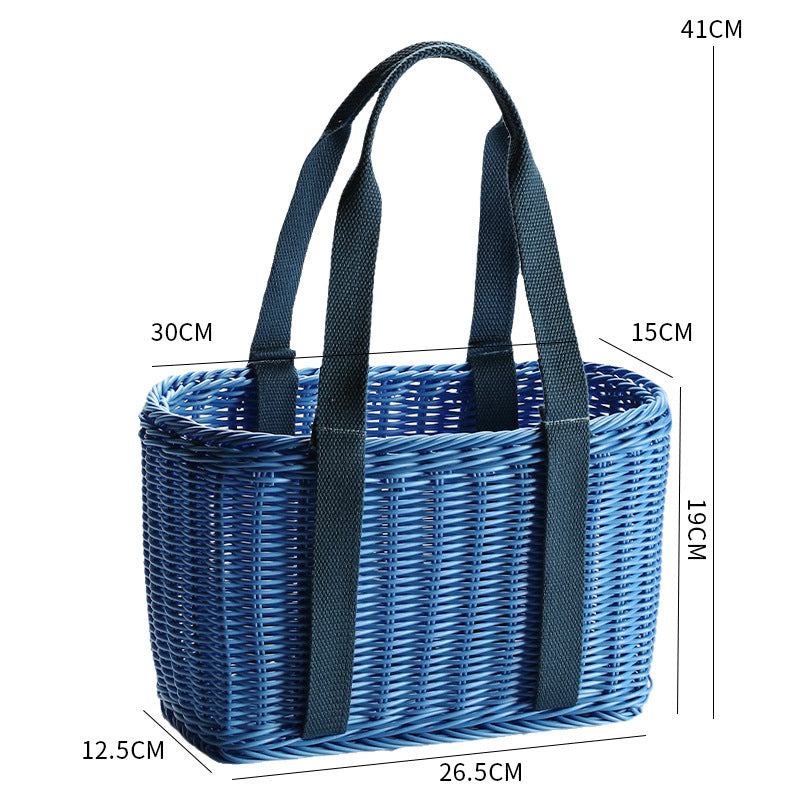 Unisex Robust geflochtener Einkaufskorb mit bequemen Stoffgriffen Karnz