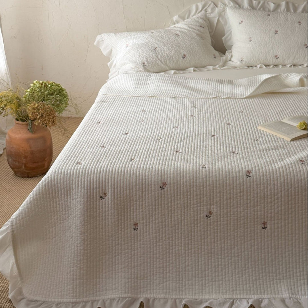 Gestepptes Rüsch-Baumwoll-Bettüberwurf-Set