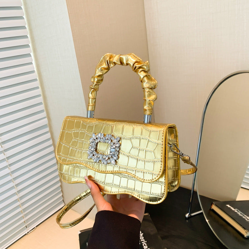 Glamouröse Krokodiltextur Abendhandtasche Karnz