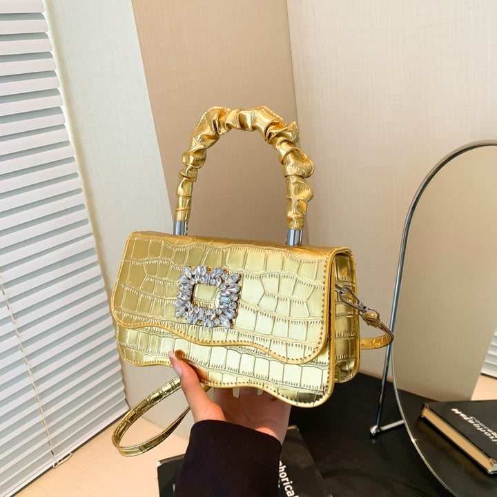 Glamouröse Krokodiltextur Abendhandtasche Karnz