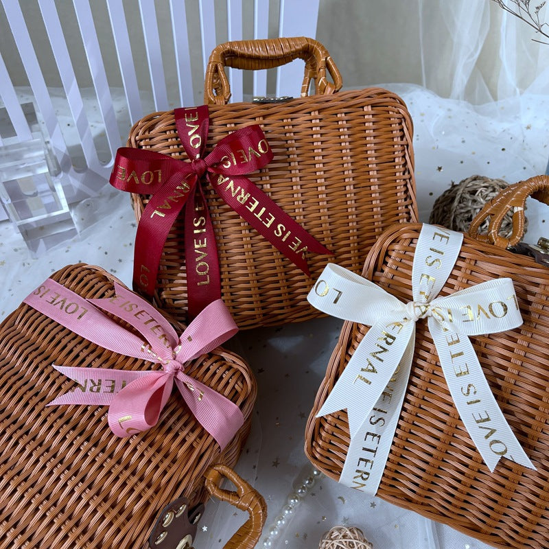 Damen klassischer Rattan Handtasche Karnz