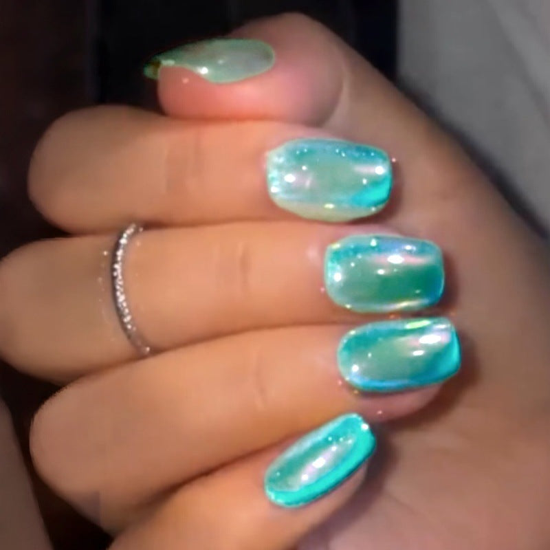 Iridescent Glossy Press-On Nail Set Karnz