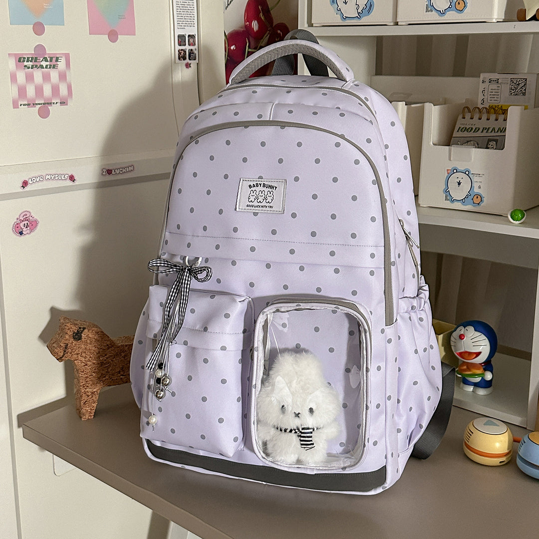 Verspielter Gepunkteter Rucksack mit Transparentem Fenster Karnz