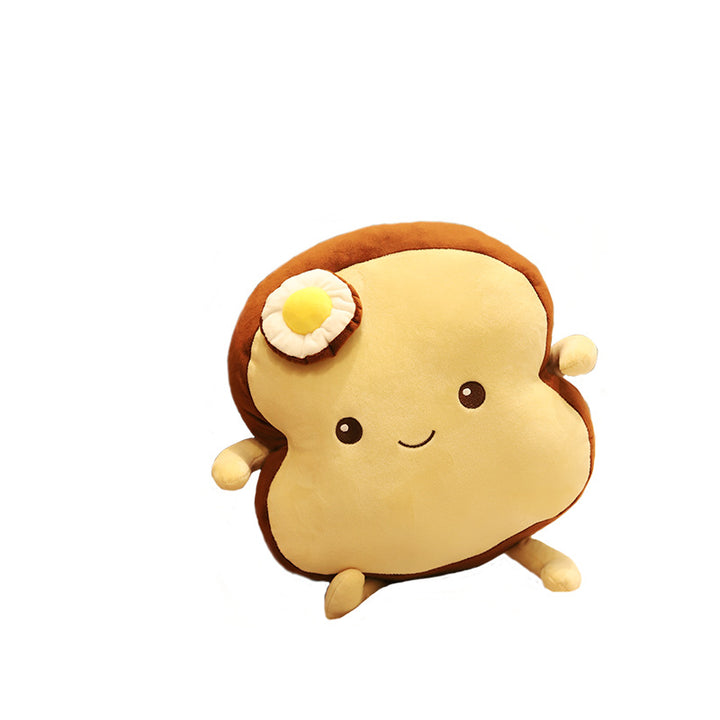 Kawaii Toast-förmiges Plüsch-Dekokissen mit Ei-Applikation Karnz