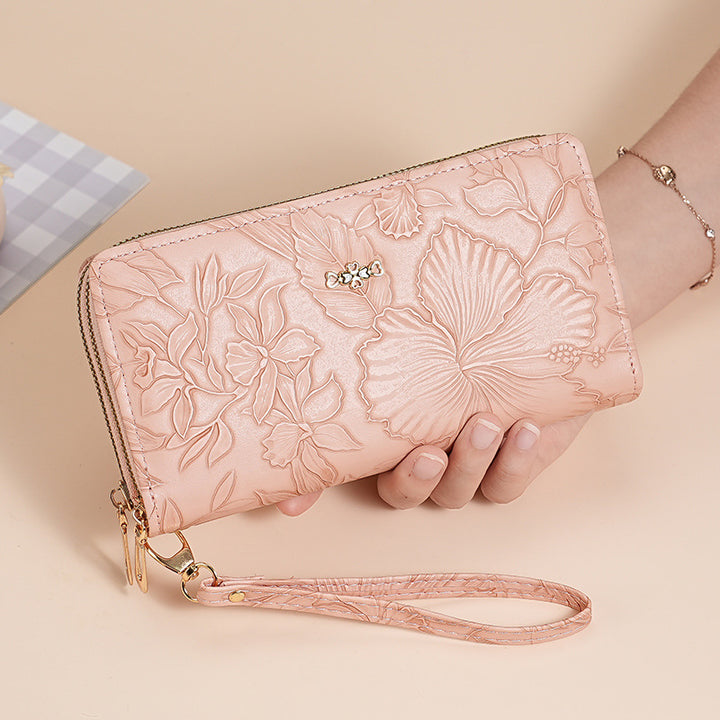 Prägte Leder Handgelenktasche Geldbörse