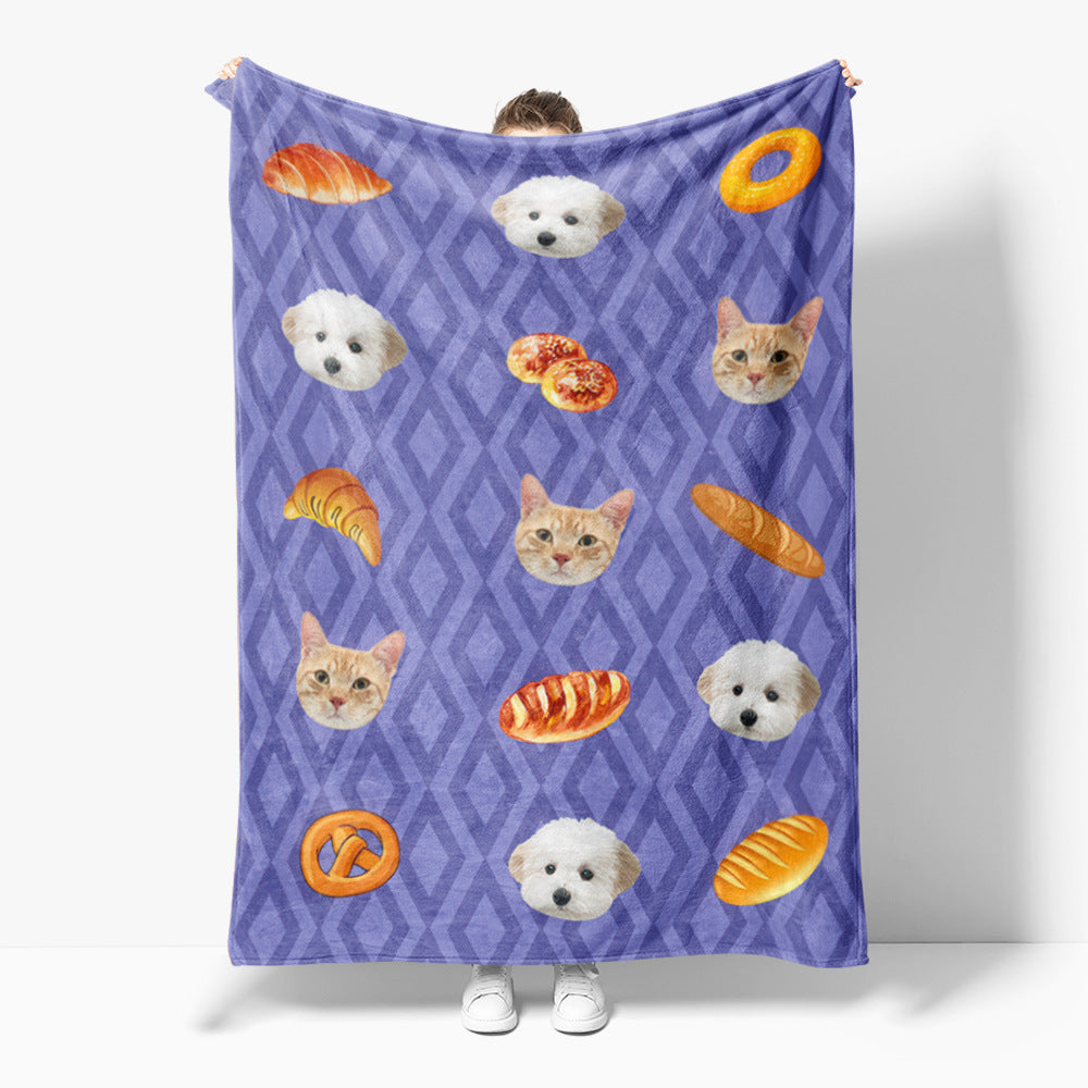 Süßes Katzenmuster Fleece-Decke Karnz