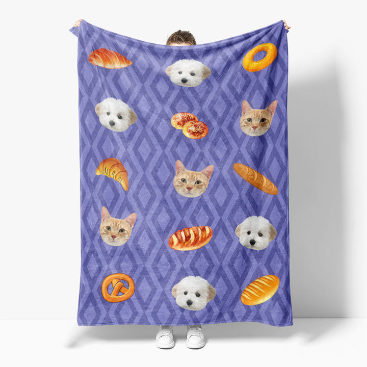 Süßes Katzenmuster Fleece-Decke Karnz