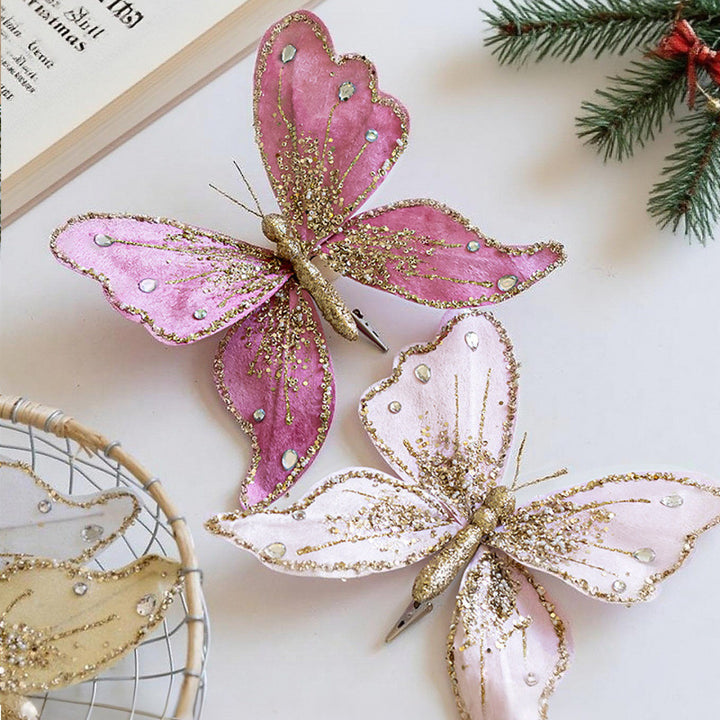 Elegante Schmetterlings-Haarclips mit Glitzer und Strass Karnz