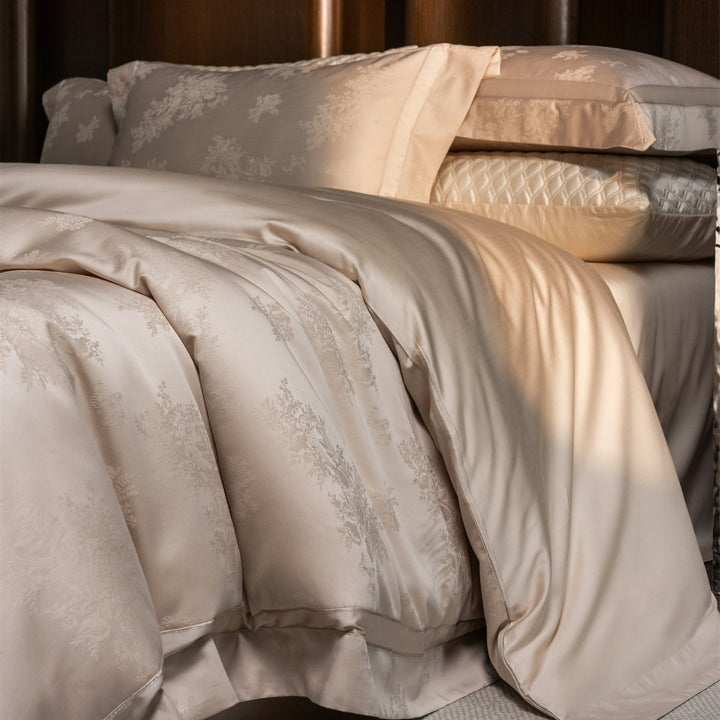 Luxus Damask Jacquard Satingewebe Bettwäsche Set mit Hotelstil Saum